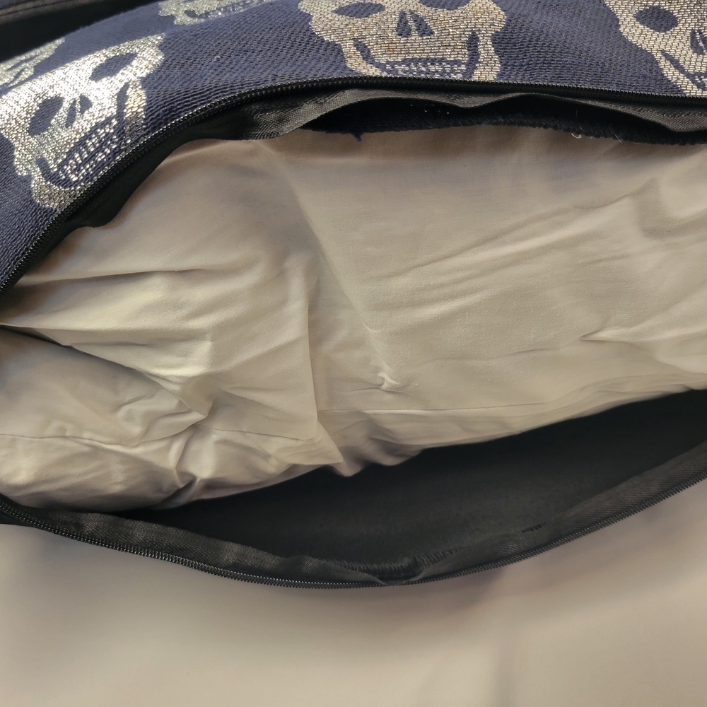 Caldeira Black, Navy and Silver Skull Accent Pillow New Rare - Picture 6 of 16